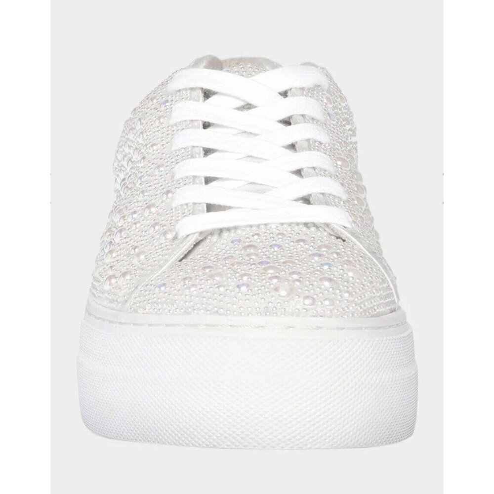 Betsy Johnson SIDNY all-over Pearl Platform Sneakers Ivory Size 11 Bridal - Picture 3 of 12